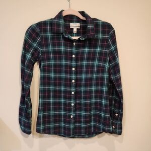 J. Crew Green and Red Plaid Button Down Shirt